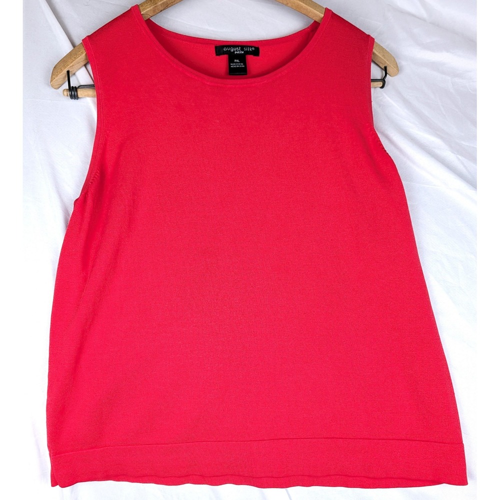 August Silk Petite Red Sleeveless Knit Sweater Shell Top PXL